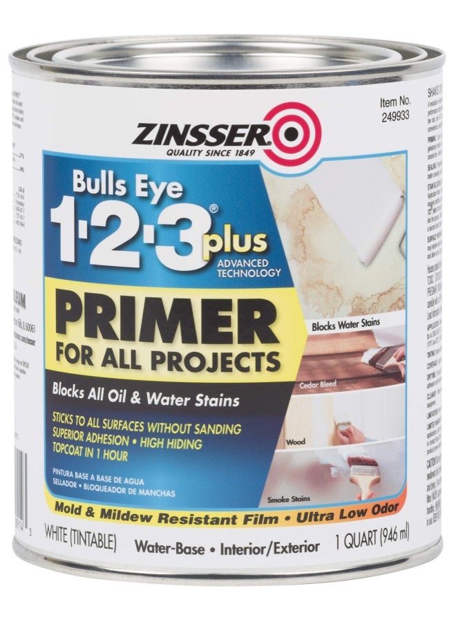 Zinsser زينسر راست-أوليوم 249933 1-2-3 بلس، 1 لتر (عبوة من 1)، أبيض - Image 1