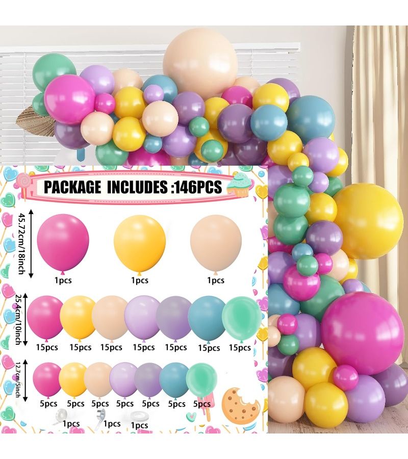 146Pcs Balloon Wreath Arch Set Rose Red Lemon Yellow Beige Party Decor - Image 5