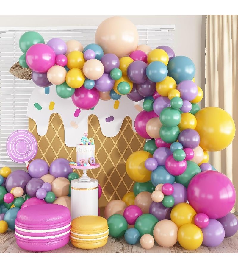 146Pcs Balloon Wreath Arch Set Rose Red Lemon Yellow Beige Party Decor - Image 1