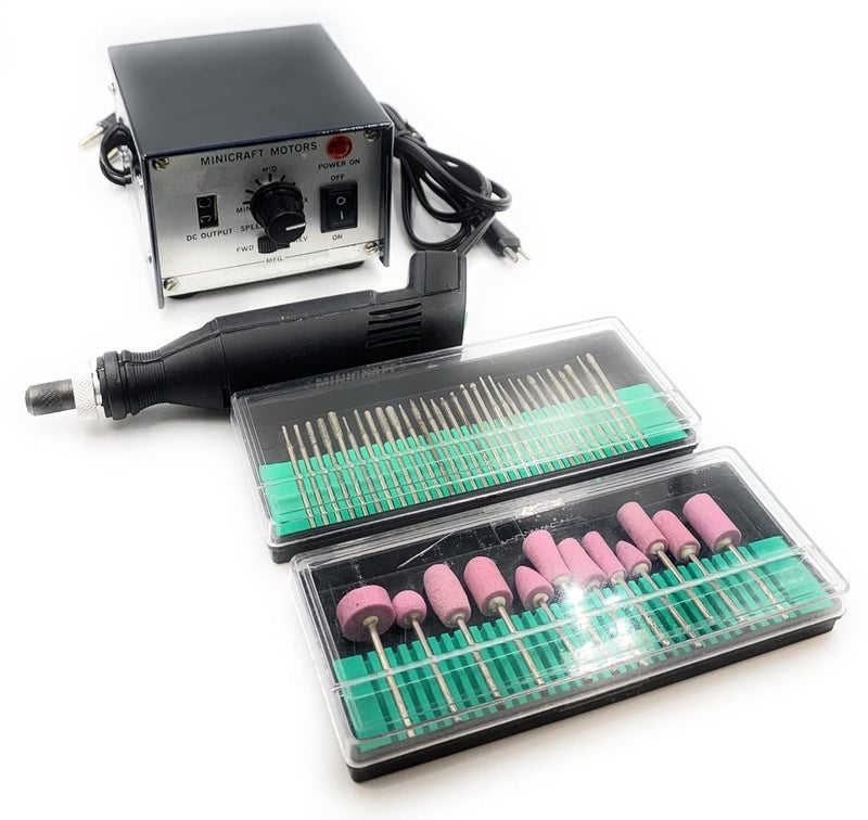 Aone Mini Electric PCB Drill Rotary Machine with Adapter, Diamond Coated & Stone Bur Set for Engraving,Drilling,Polishing,Grinding,Buffing on Metal,Plastic,Wax for Jewellery Making,Hobby Craft DIY - Image 1