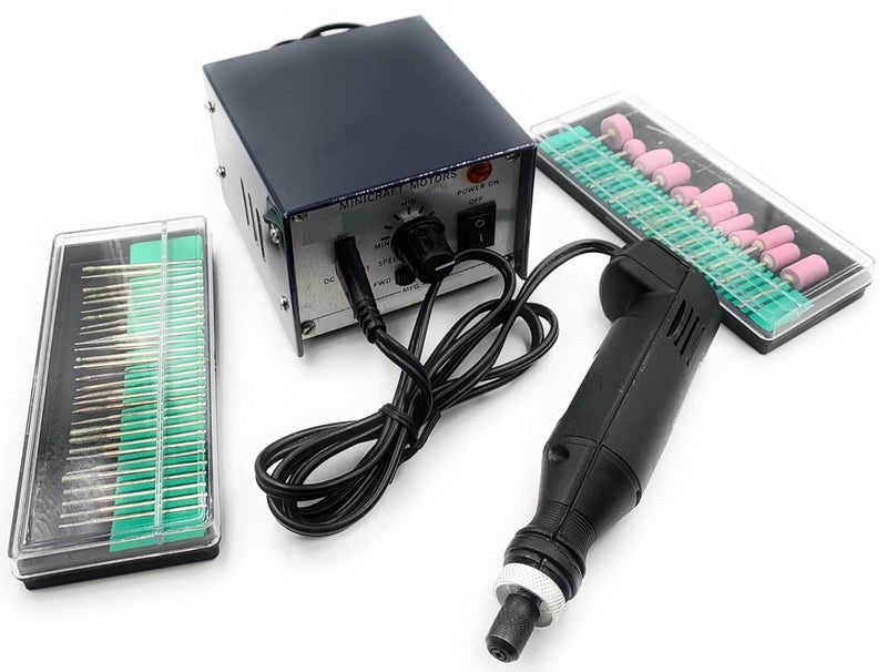 Aone Mini Electric PCB Drill Rotary Machine with Adapter, Diamond Coated & Stone Bur Set for Engraving,Drilling,Polishing,Grinding,Buffing on Metal,Plastic,Wax for Jewellery Making,Hobby Craft DIY - Image 2