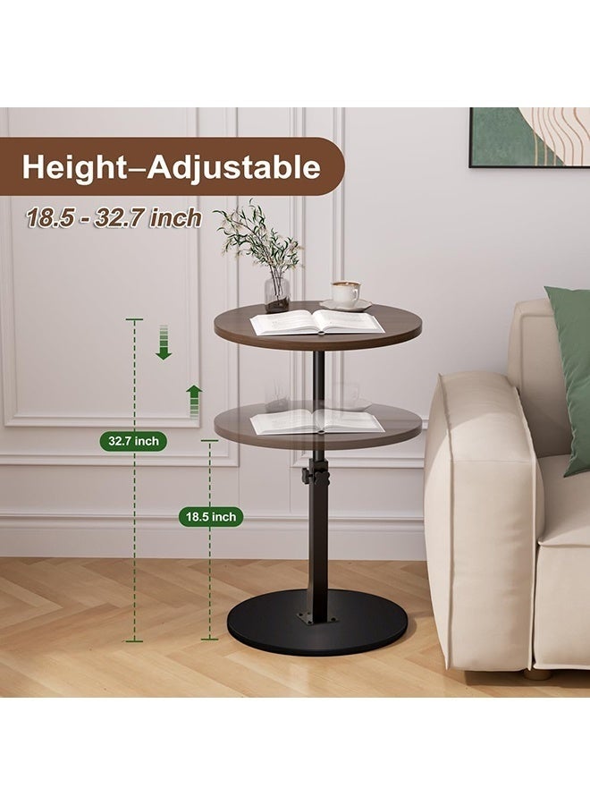 WALALLA Adjustable Side Table, Round End Table, Small Bedside Table, Mid Century Modern Nightstand for Living Room, Bedroom, Corners and Office - Image 3