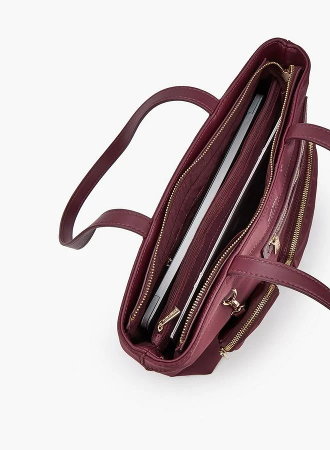 Flora Bella By Shoexpress BURGUNDY Solid Tote Bag With Double Handle for Women | Best Price UAE