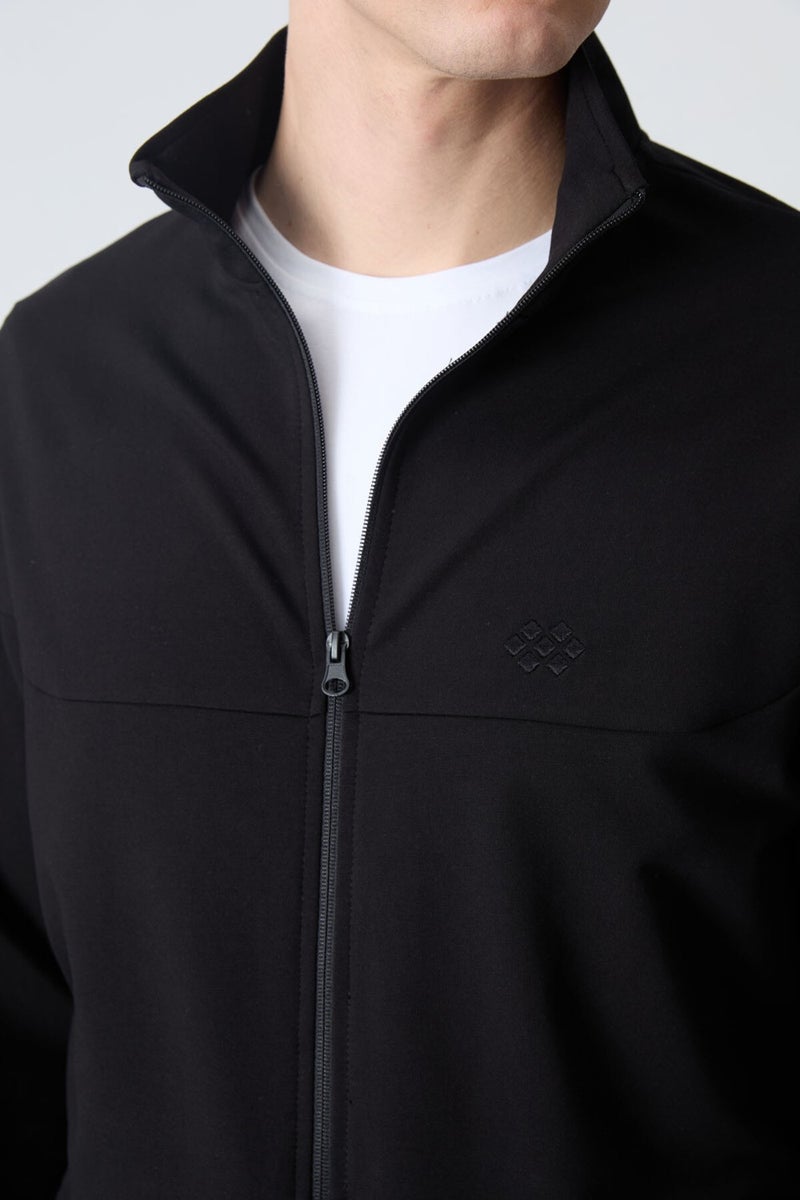 Tommy Life Black Cotton Thick Soft Texture Comfort Fit Basic Men's Tracksuit - 85260  - Image 5