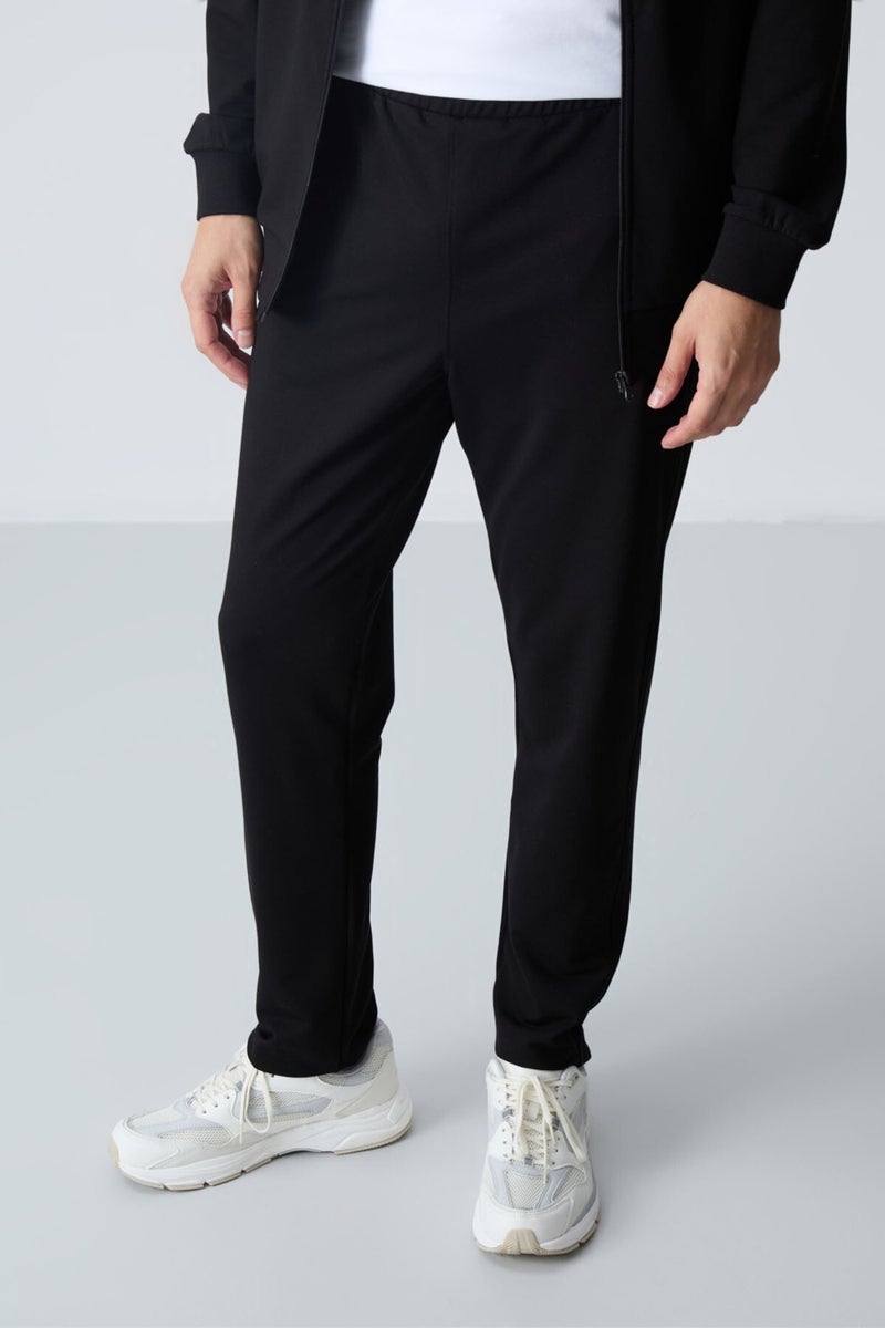 Tommy Life Black Cotton Thick Soft Texture Comfort Fit Basic Men's Tracksuit - 85260  - Image 4