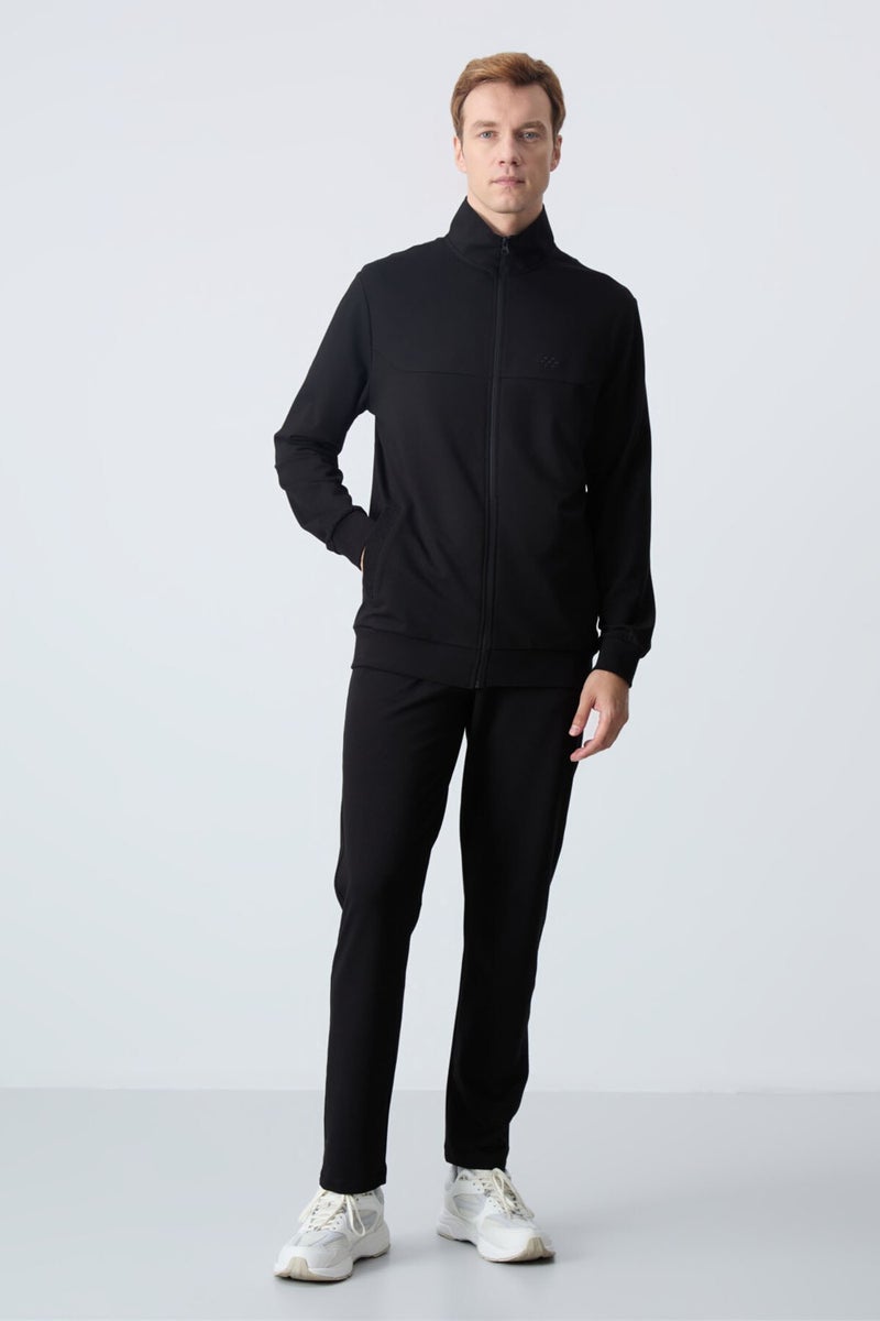 Tommy Life Black Cotton Thick Soft Texture Comfort Fit Basic Men's Tracksuit - 85260  - Image 1