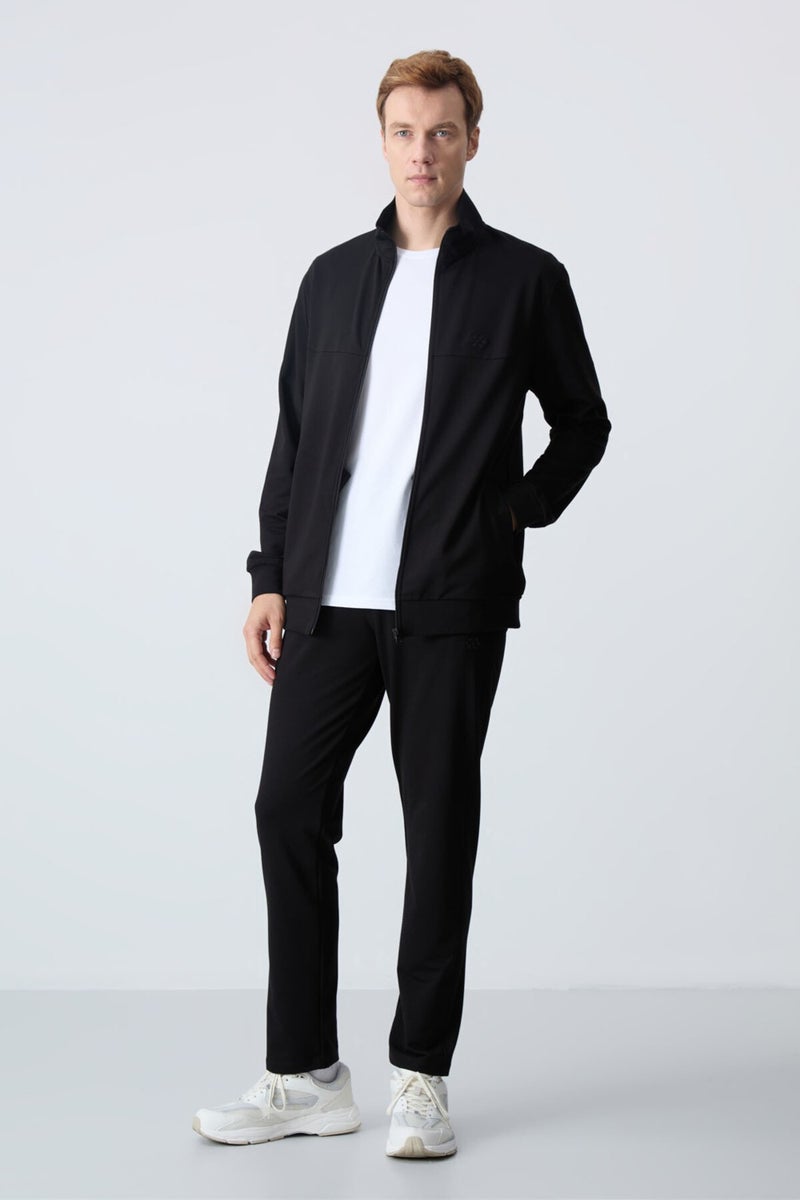Tommy Life Black Cotton Thick Soft Texture Comfort Fit Basic Men's Tracksuit - 85260  - Image 2