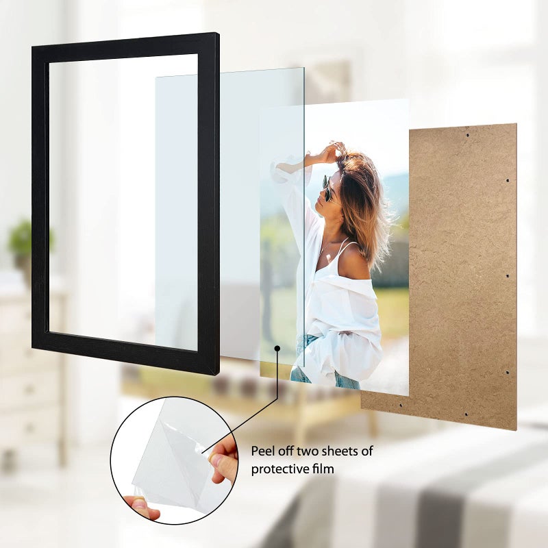 VCK 11x17 Picture Frame Set of 3, Black Wood Frames, Gallery Wall Decor Photo Frames for Wall Mounting Horizontally or Vertically - Image 3