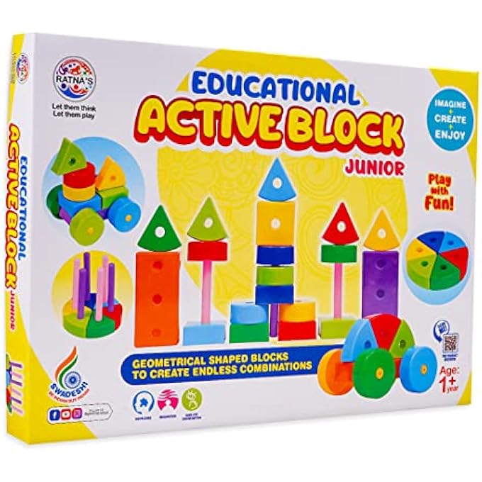 BUILDING BLOCK TOYS FOR KIDS.AGE(2 TO 6) MULTICOLOUR (ACTIVE BLOCKS JUNIOR) - Image 1