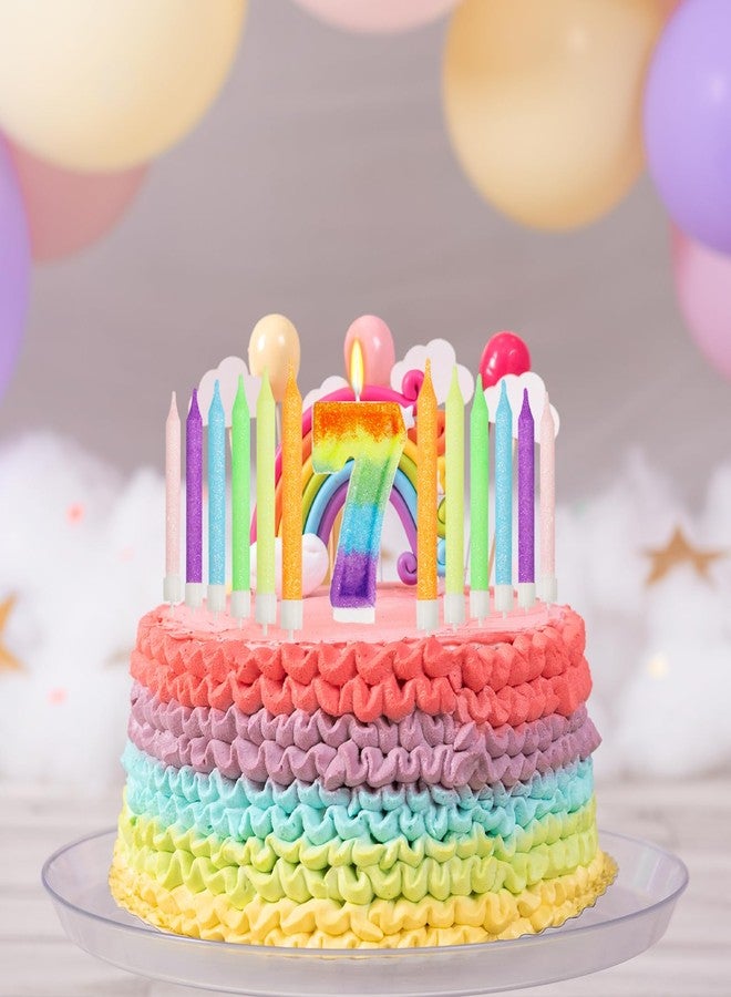 OGnomiFX Rainbow 7th Number Candle for Cake, 13 Pcs Birthday Candles Set, Rainbow Cake Topper Birthday Party Decorations (Number 7) - Image 4