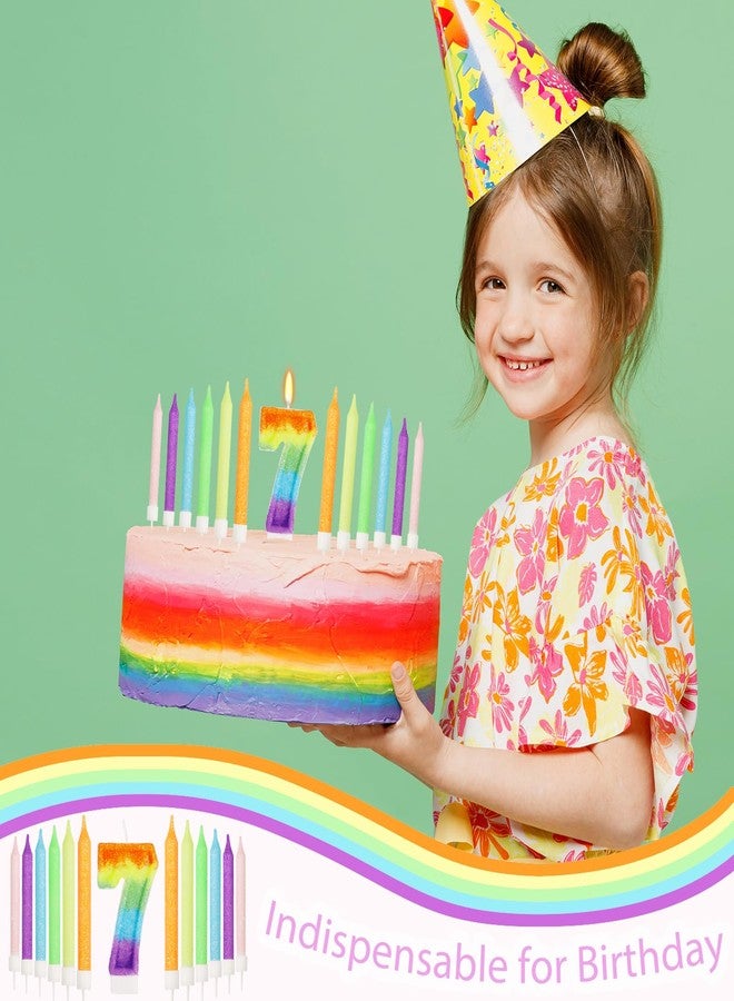 OGnomiFX Rainbow 7th Number Candle for Cake, 13 Pcs Birthday Candles Set, Rainbow Cake Topper Birthday Party Decorations (Number 7) - Image 5