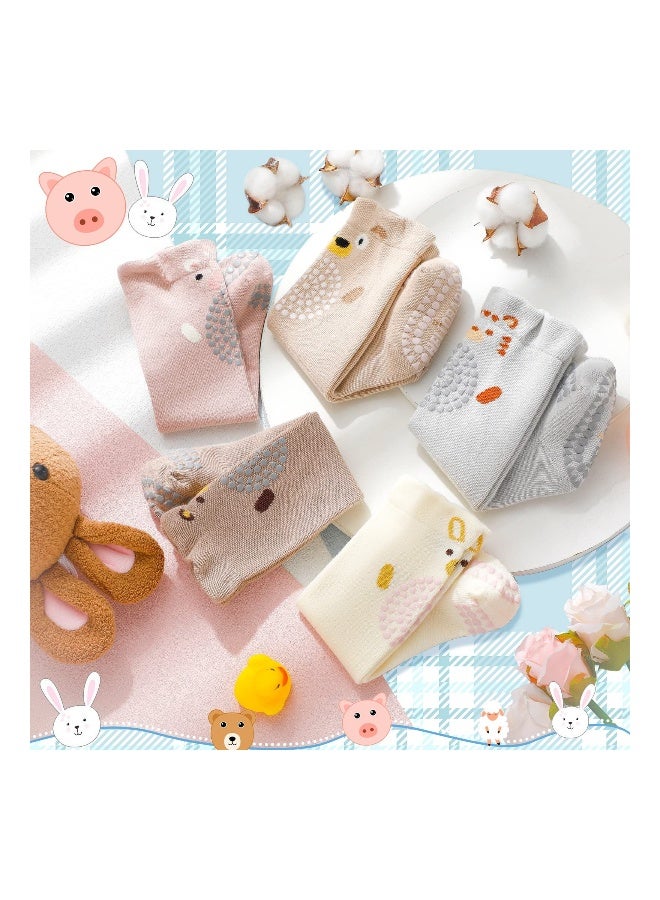 5 Pairs Knee High Toddler Grip Socks, Non Slip Baby Crawling Socks Anti Skid Crawling Newborn Socks for Boy Girl Infant, baby protection socks, 5 Colors - Image 2