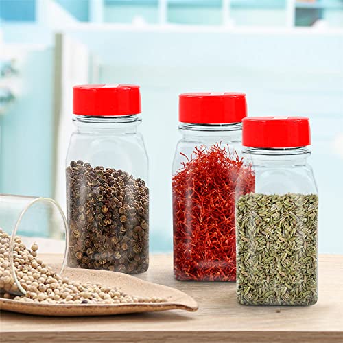 RoyalHouse - 12 PACK - 9.5 Oz with Red Cap - Plastic Jars Bottles Containers - Perfect for Storing Spice, Herbs and Powders - Lined Cap - Safe Plastic - PET - BPA free - Made in USA - Image 5