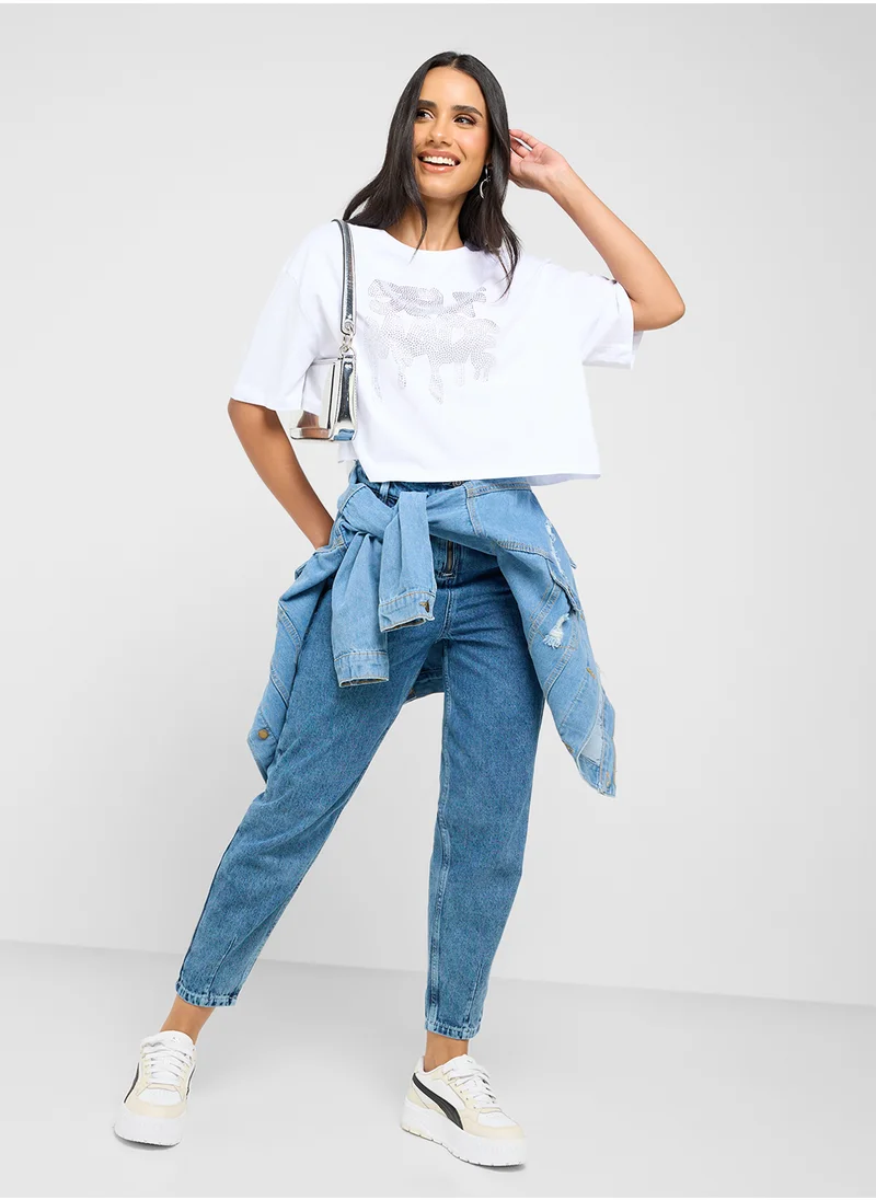 Ginger Crew Neck Embellished T-Shirt