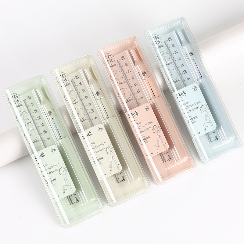 3-in-1 Compass Ruler Pencil Set for Students Primrose yellow (three-in-one compass refill)