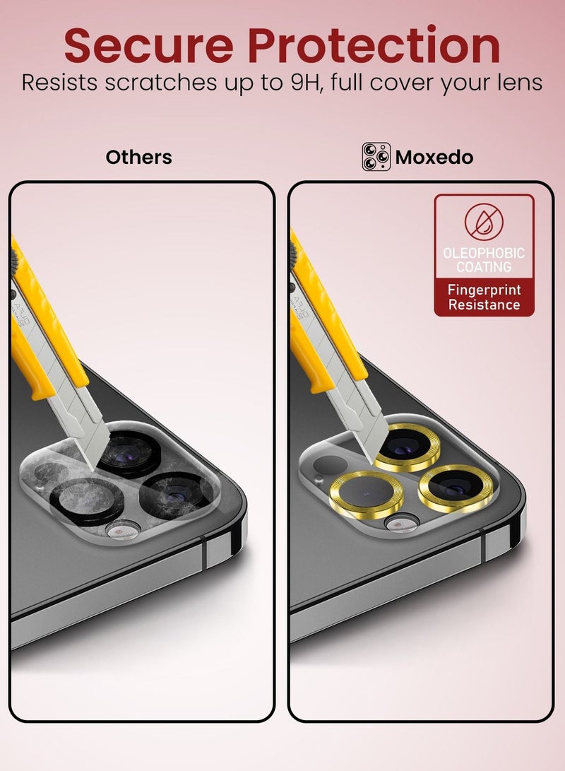 Moxedo Camera Lens Protector, 9H Tempered Glass, Scratch Resistant  Camera Cover Screen Protector Compatible for iPhone 12 Pro Max 6.7 inch - PLATINUM GOLDEN - Image 3