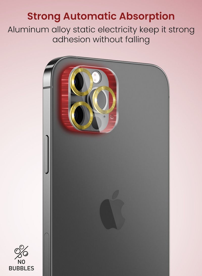 Moxedo Camera Lens Protector, 9H Tempered Glass, Scratch Resistant  Camera Cover Screen Protector Compatible for iPhone 12 Pro Max 6.7 inch - PLATINUM GOLDEN - Image 2