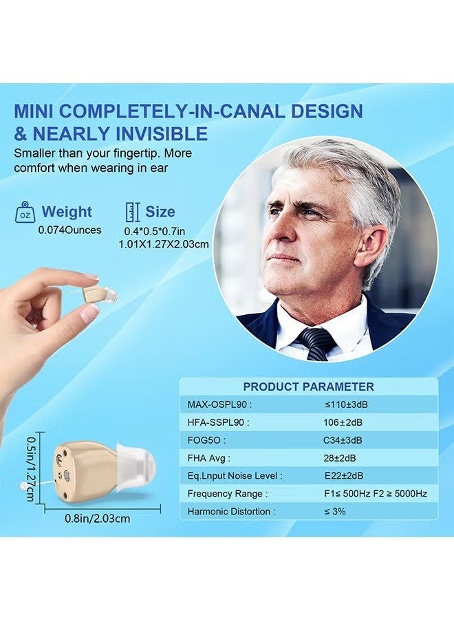 NH Magnetic Charging Case & LED Display - Mini Invisible Hearing Aids for Seniors, Digital Noise Cancelling, Long Lasting Rechargeable Sound Amplifier (White) - Image 3