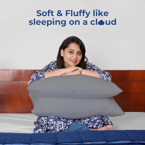 Zinnia Comfort Soft Microfiber Bed Pillows for Sleeping | Light Grey, Regular Size 16 x 24 Inches | Soft & Comfortable Set of Pillow for Home & Daily Use | Pack of 2 - Image 5