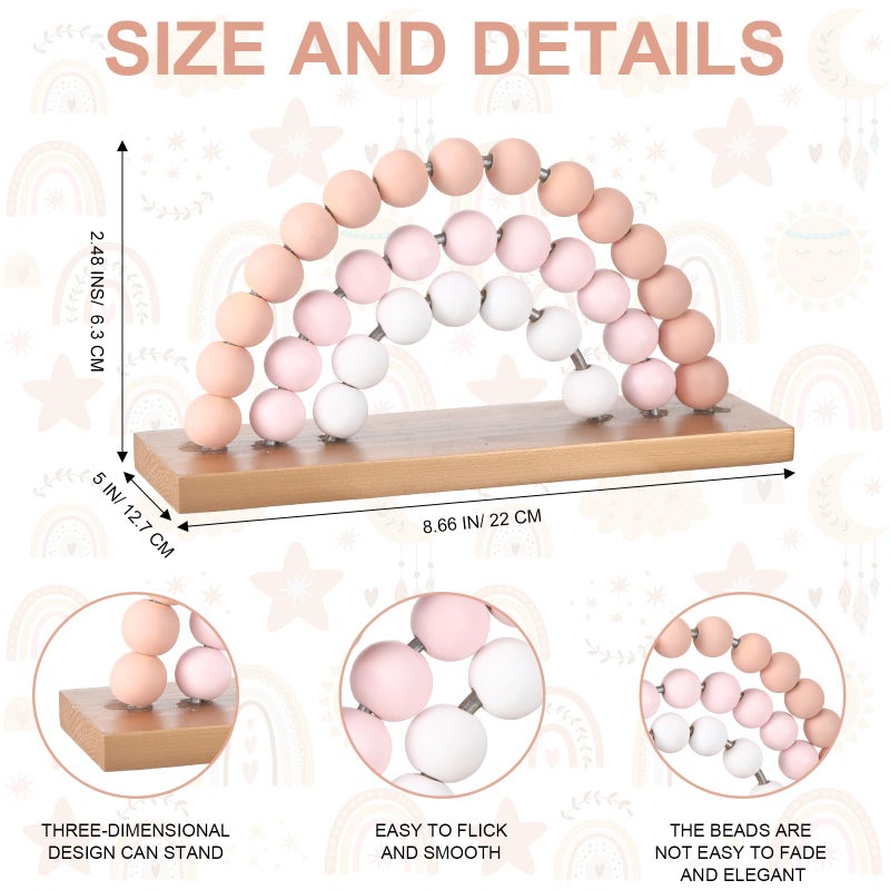 Arrowbash لطيف الوردي قوس قزح الفتيات غرفة الديكور 8.66 × 5 بوصة بوهو الوقوف باستيل الأطفال غرفة اللعب غرفة نوم الأطفال ديكور رف الكتب ديكور قوس قزح خشبي (الوردي) - Image 2