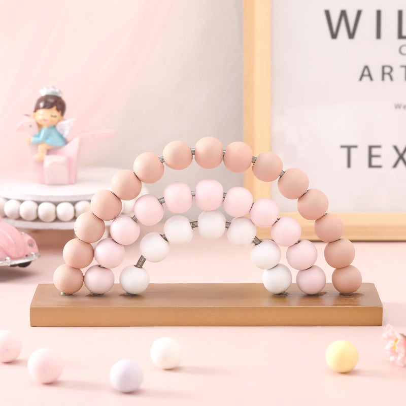 Arrowbash لطيف الوردي قوس قزح الفتيات غرفة الديكور 8.66 × 5 بوصة بوهو الوقوف باستيل الأطفال غرفة اللعب غرفة نوم الأطفال ديكور رف الكتب ديكور قوس قزح خشبي (الوردي) - Image 1