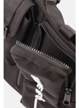 TRIBE OF 6 Men Embroidered Logo Cross Body Bag 25 H x 28 L x 1 W cm, Black  - Image 3