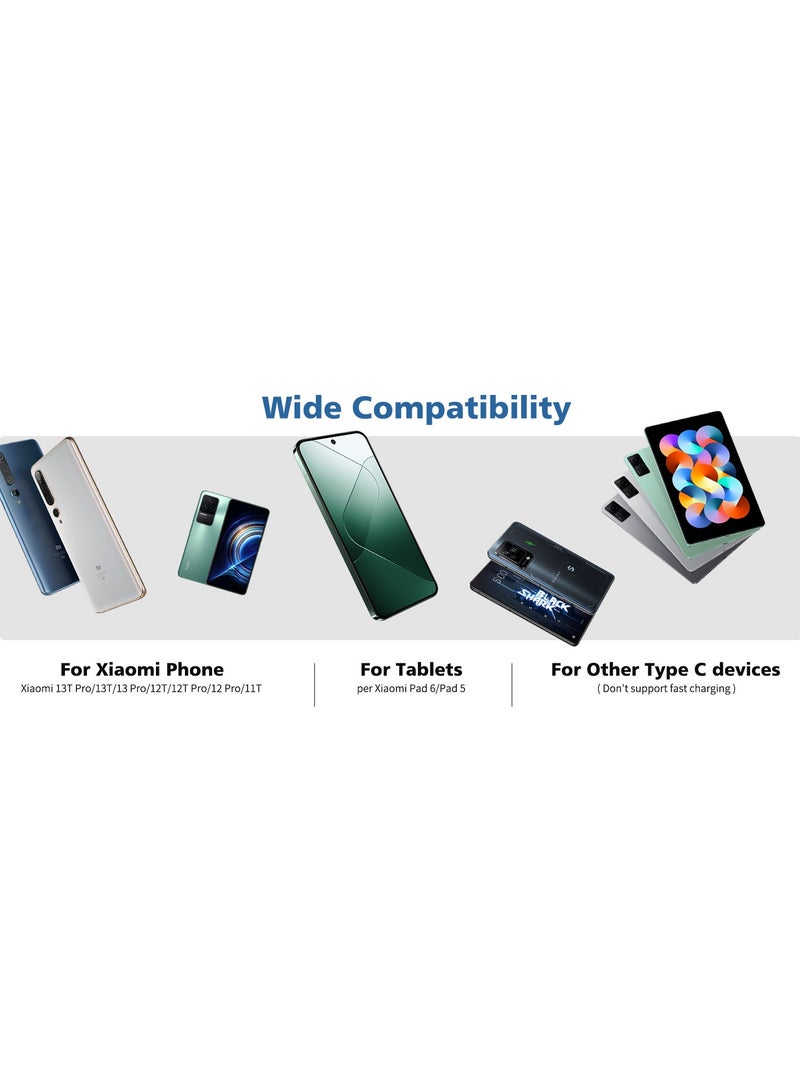 بيوينتي شاحن سريع 120 وات وكابل لهواتف شاومي،  كابل6A/1M 120W USB C  ، شحن تربو لهواتف شاومي 14 الترا 13T Pro 13 12T 12 11T لـ Redmi Note 12 Pro Mi11 لـ POCO - Image 2