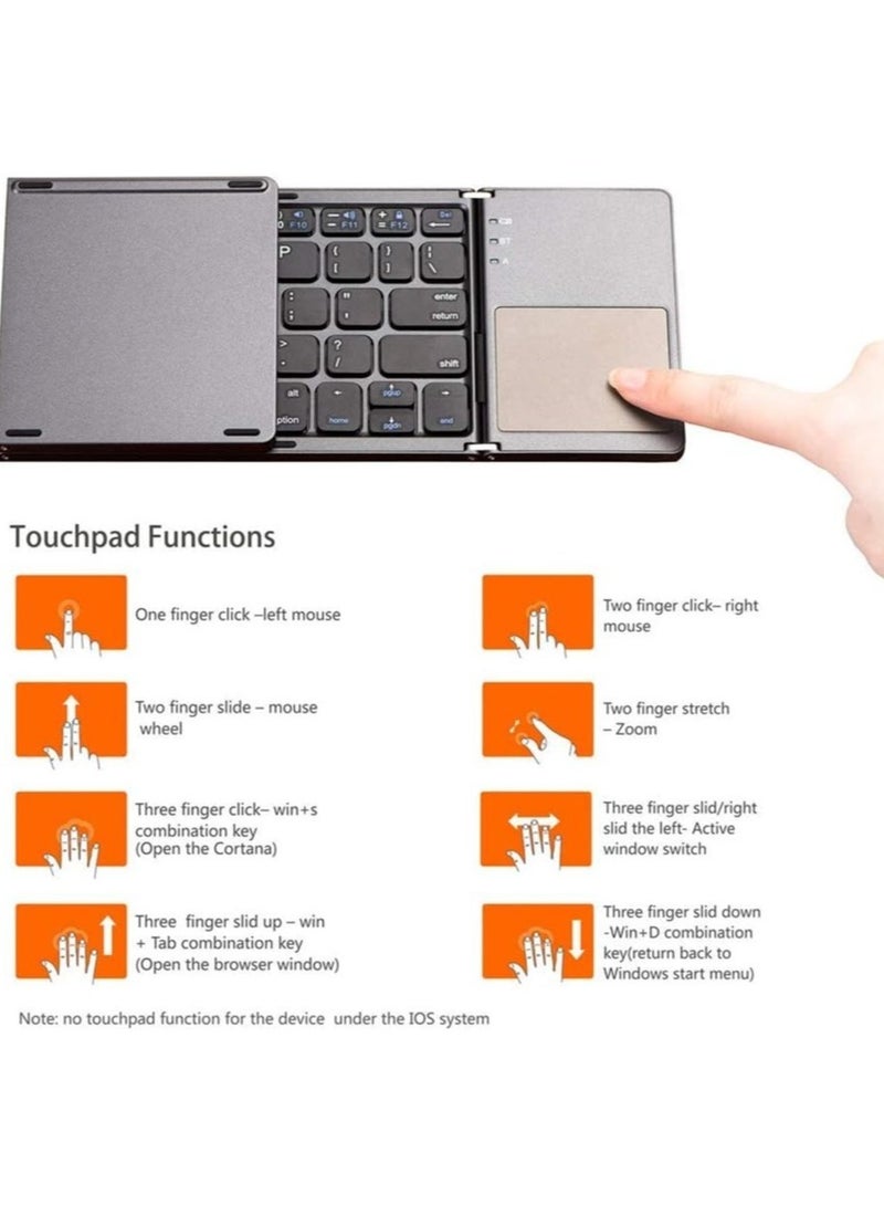 Foldable Bluetooth Keyboard, Rechargeable Portable Wireless Keyboard with Touchpad compatible with Iphone12 Pro Max,Tablet,iPad,SmartPhone - Image 4