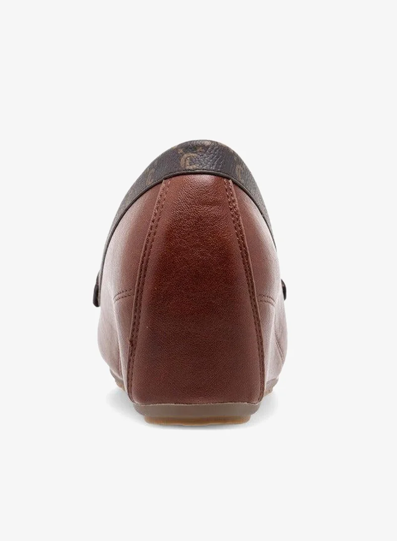Le Confort BROWN Women Monogram Print Slip-On Loafers with Wedge Heel for Women | Best Price UAE