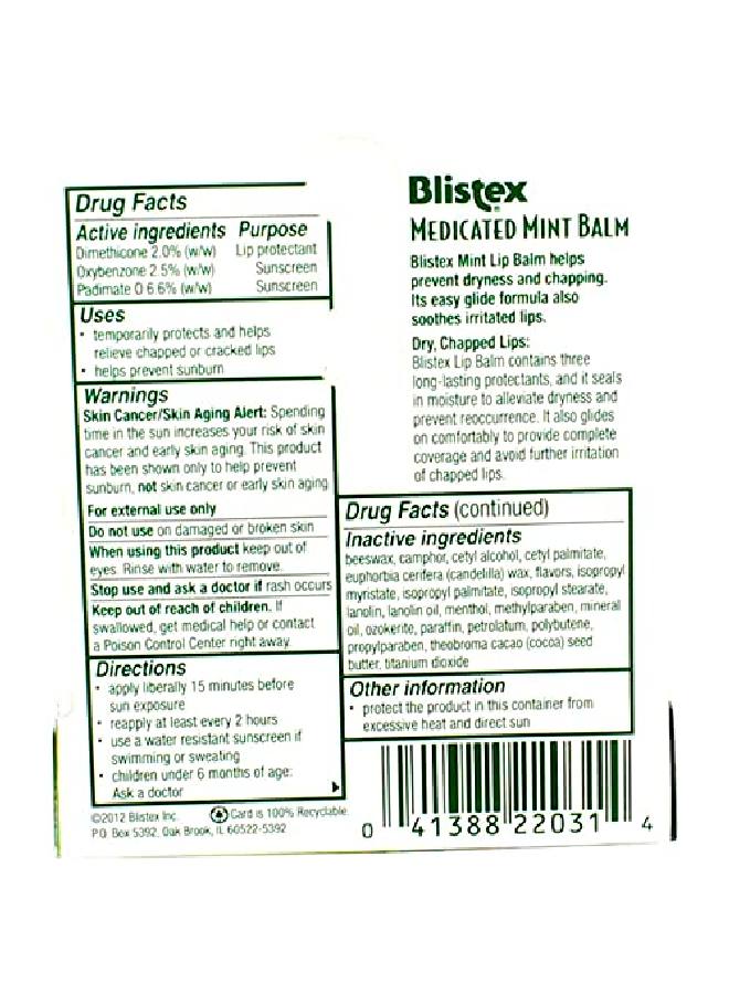 Blistex Medicated Lip Balm Protectant/Sunscreen Spf 15 Mint 0.15 Oz Pack Of 5 - Image 5