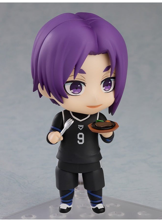 هالامودو قفل أزرق 10 سم تشيبي ريو ميكاج شكل أنيمي مفصل ، وضعية أنيقة مع جيرسي كرة القدم ، زينة مكتب رائعة وهدية عيد ميلاد أنيقة - Image 1