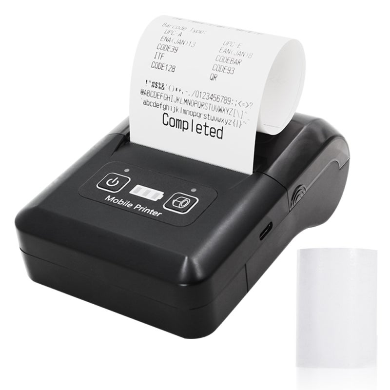 Thermal Label Printer 58mm Portable BT Receipt Printer - Wireless USB Connection 203dpi High-Speed Clear Print for Restaurant Shop Ordering - Image 1