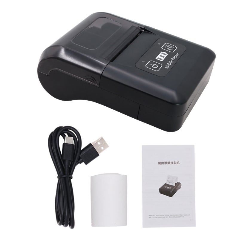 Thermal Label Printer 58mm Portable BT Receipt Printer - Wireless USB Connection 203dpi High-Speed Clear Print for Restaurant Shop Ordering - Image 2