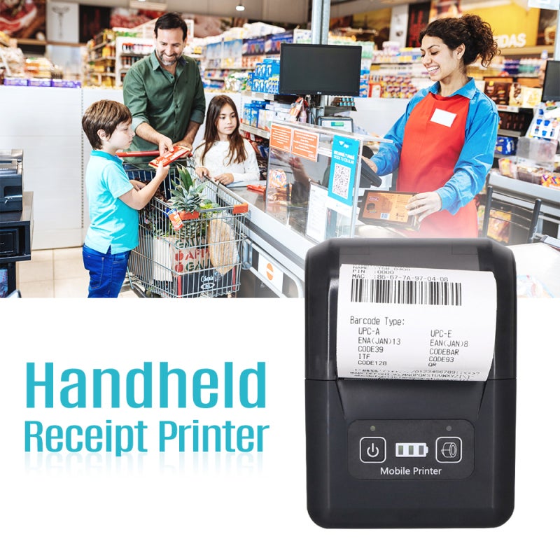 Thermal Label Printer 58mm Portable BT Receipt Printer - Wireless USB Connection 203dpi High-Speed Clear Print for Restaurant Shop Ordering - Image 3