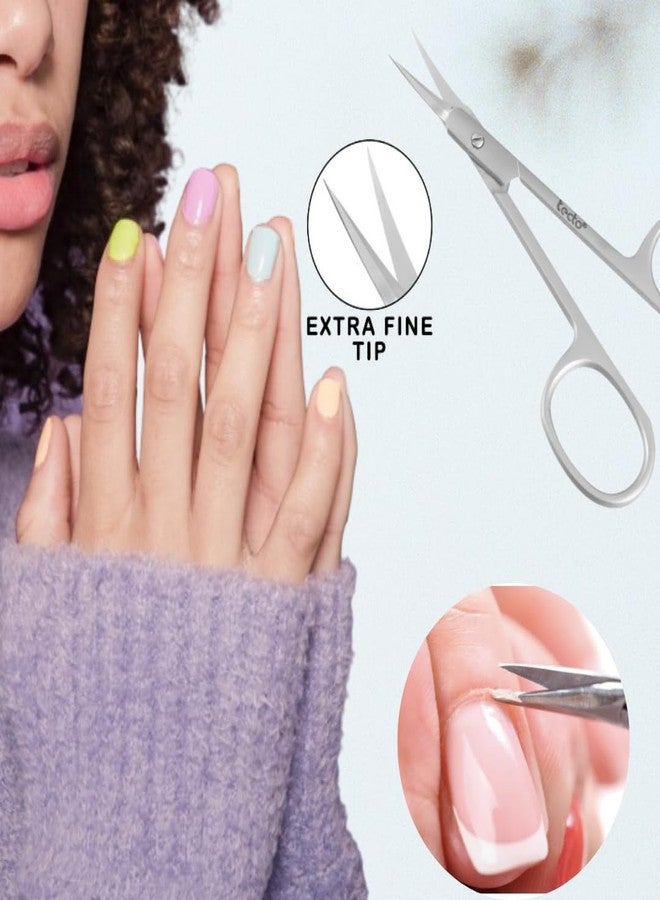 Tecto Professional Nail Scissors, Stainless Steel Manicure Scissors,Cuticle Scissors, Multi-Purpose, Eyelashes, Eyebrow, Toenail for Women and Men (Extra Fine Tip Nail Scissor) - Image 4