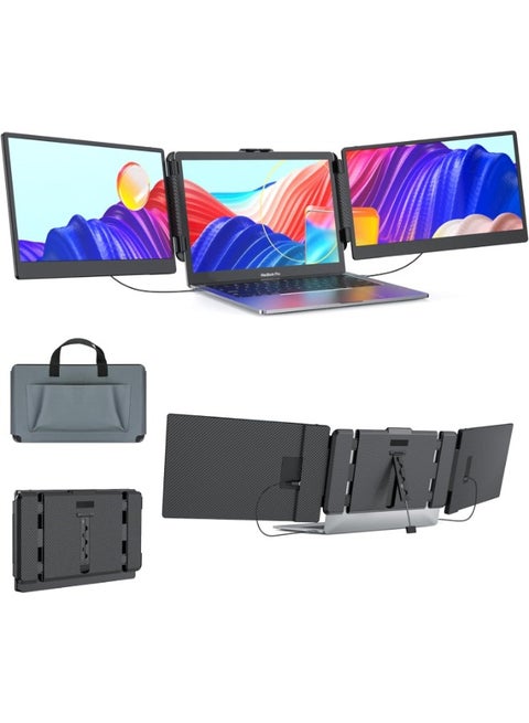 Triple Laptop Screen Extender,Ultra Slim 14" FHD 1080P IPS Dual Portable Monitor for Laptop,Type-C Travel Laptop Monitor Extender with Kickstand,Plug and Play with Windows/Mac/Linux/PS5,S2