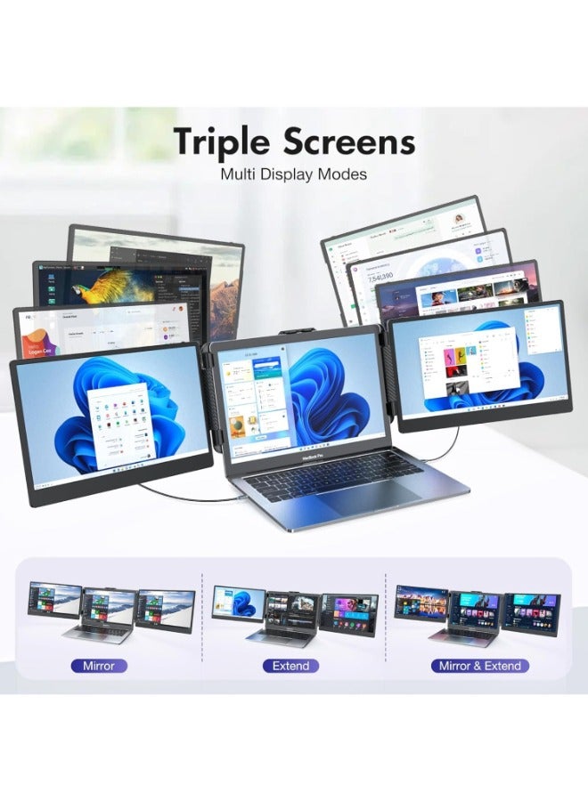 Triple Laptop Screen Extender,Ultra Slim 14" FHD 1080P IPS Dual Portable Monitor for Laptop,Type-C Travel Laptop Monitor Extender with Kickstand,Plug and Play with Windows/Mac/Linux/PS5,S2