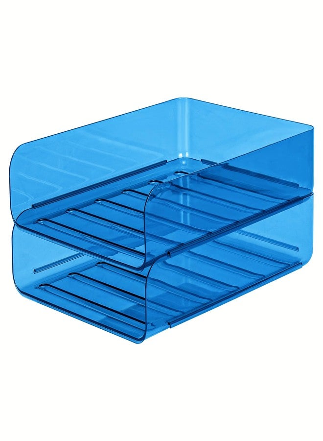 CiWiVOKi 2 Pack Stackable Paper Tray File Organizer for Desk, Office Organizer and Storage for Desk Accessories, Notes, Books, File Paper, Document, Blue - Image 1