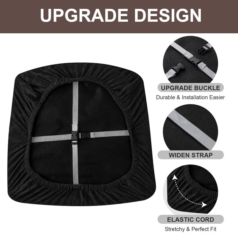 Genina Genina Waterproof Chair Seat Covers Dining Room Chair Covers Stretch Seat Cover for Dinning Room Chair Protector Slipcovers for Kitchen  Hotel (6  Flower Pattern-Black)  - Image 4