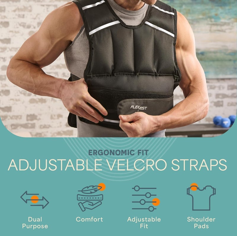 LifePro – Mens Weighted Vest for Walking – FlexVest Adjustable Weighted Vest for Men with 20lb Load, 2-in-1 Ankle Weight Set, Reflective Strips – Breathable Strength Training Support & Fitness Comfort - Image 5