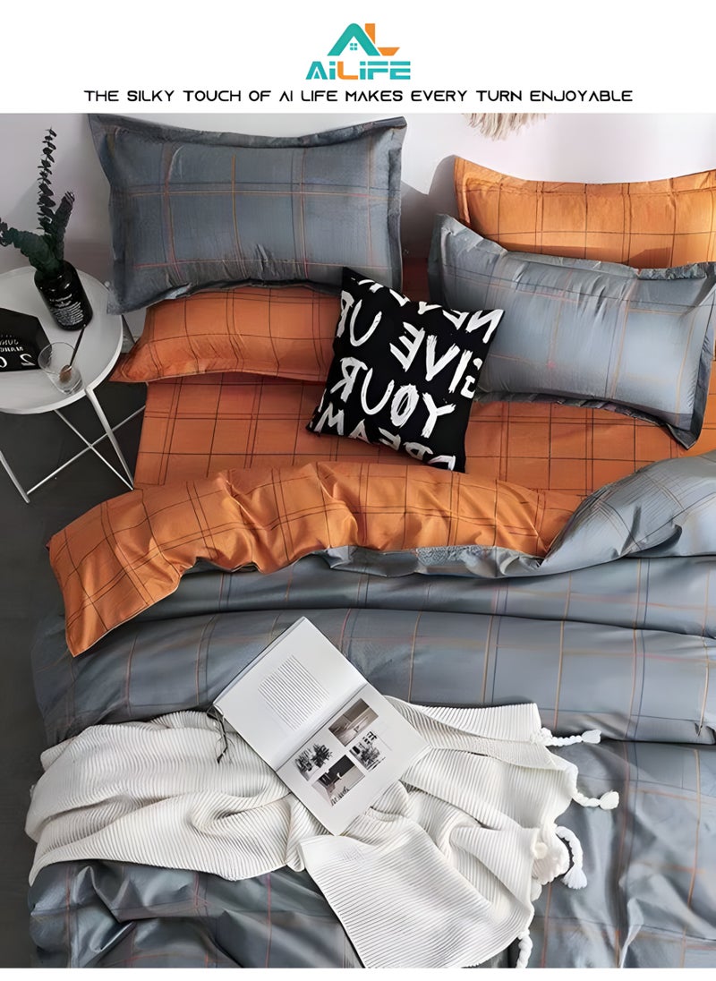 Al LIFE - Super King Size Bed Sheet Set - 6-Piece Bedding Set Includes Duvet Cover, Fitted Sheet, and 4 Pillowcases - Soft, Durable, and Breathable Luxury for All Seasons in Elegant Set 220x240cm - Image 1