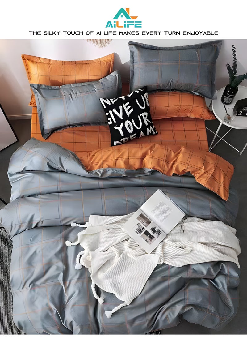 Al LIFE - Super King Size Bed Sheet Set - 6-Piece Bedding Set Includes Duvet Cover, Fitted Sheet, and 4 Pillowcases - Soft, Durable, and Breathable Luxury for All Seasons in Elegant Set 220x240cm - Image 1