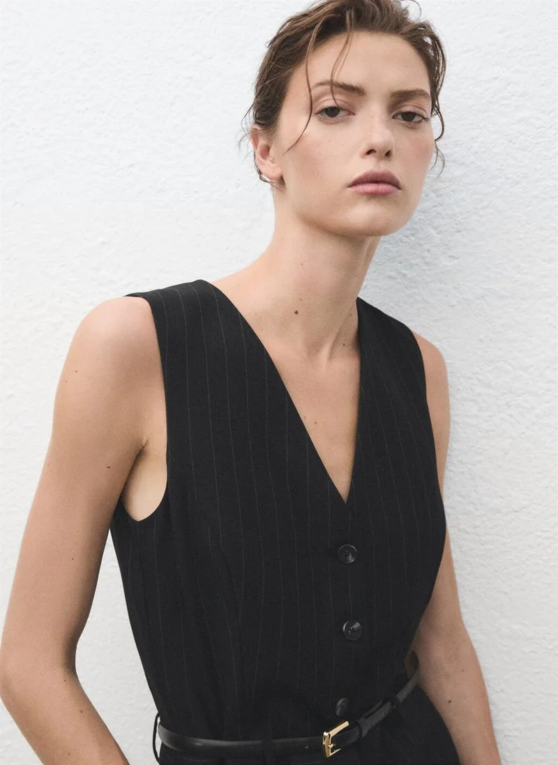 MANGO  Pinstripe jumpsuit with belt for Women | Best Price UAE