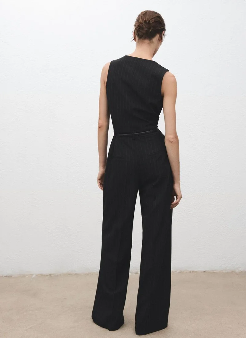 MANGO Pinstripe jumpsuit with belt