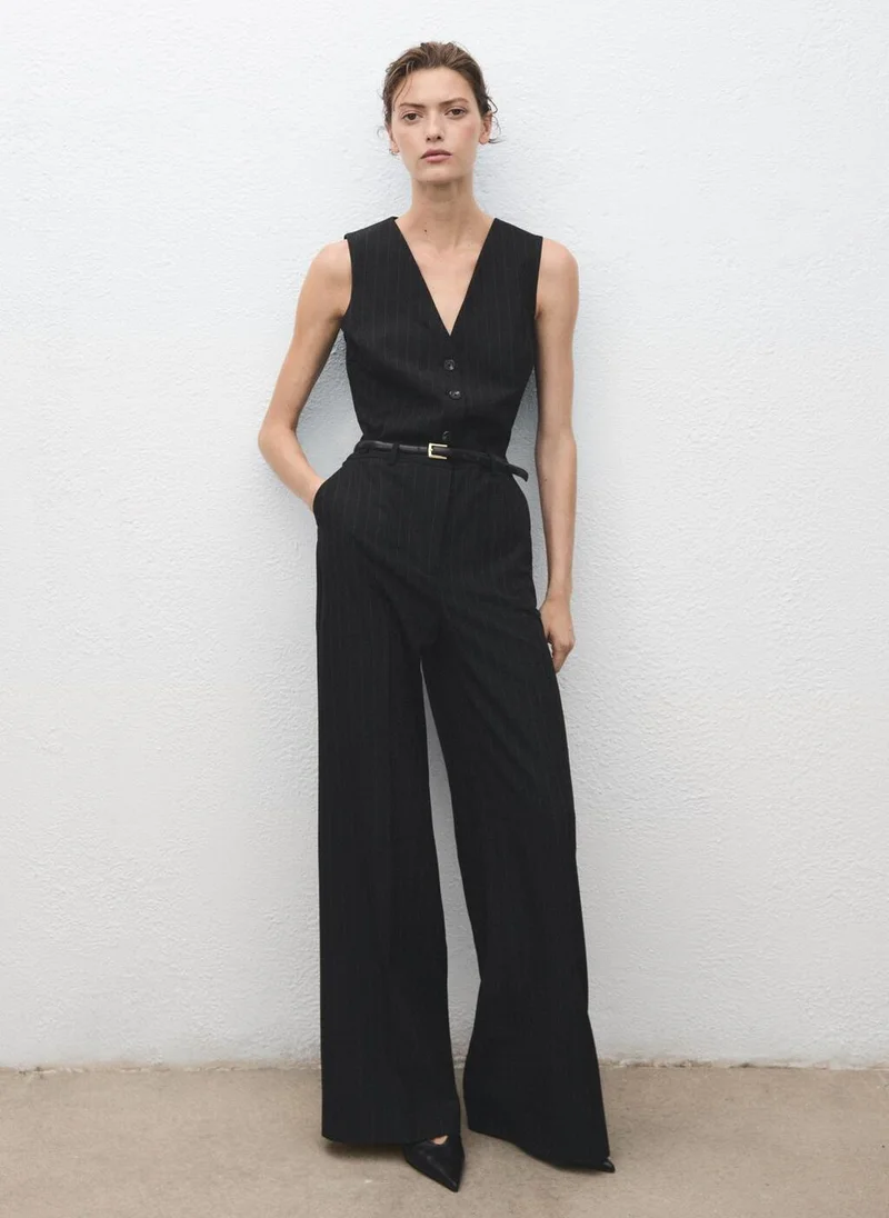 MANGO Pinstripe jumpsuit with belt