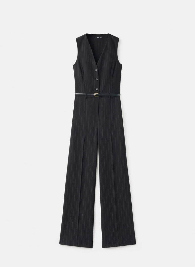 MANGO  Pinstripe jumpsuit with belt for Women | Best Price UAE