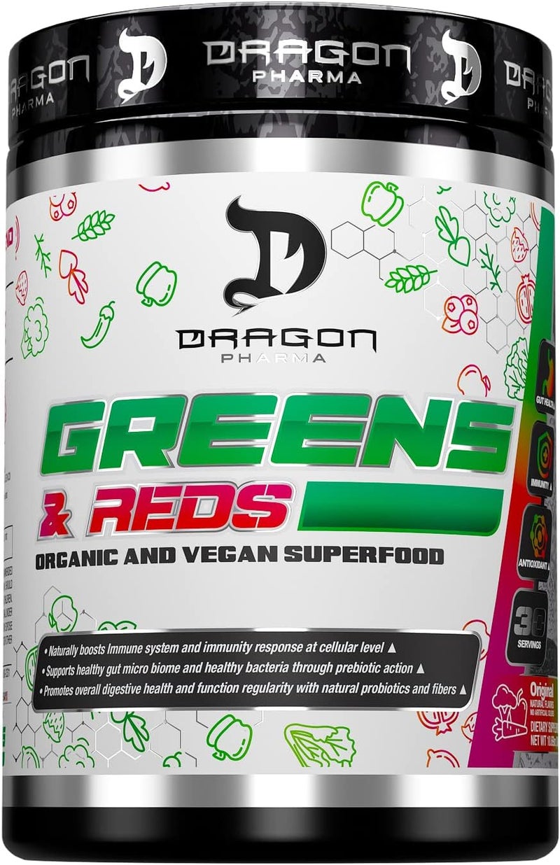 DRAGON PHARMA Greens and Reds Over 23 Nutritious Superfoods Reds and Vegetables Optimal Health and Wellness 30 Servings Original - Image 1