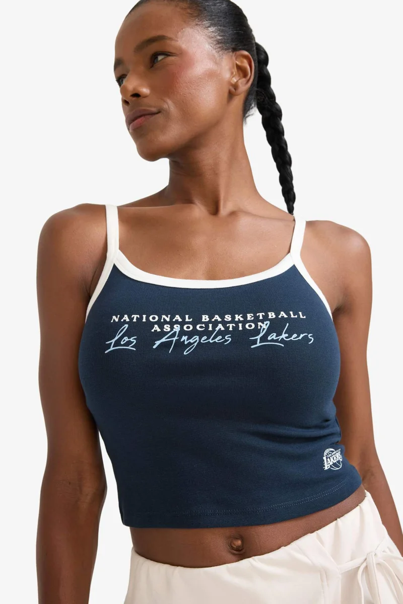 Defacto  DeFactoFit NBA Los Angeles Lakers Fitted Sports Crop Top for Women | Best Price UAE