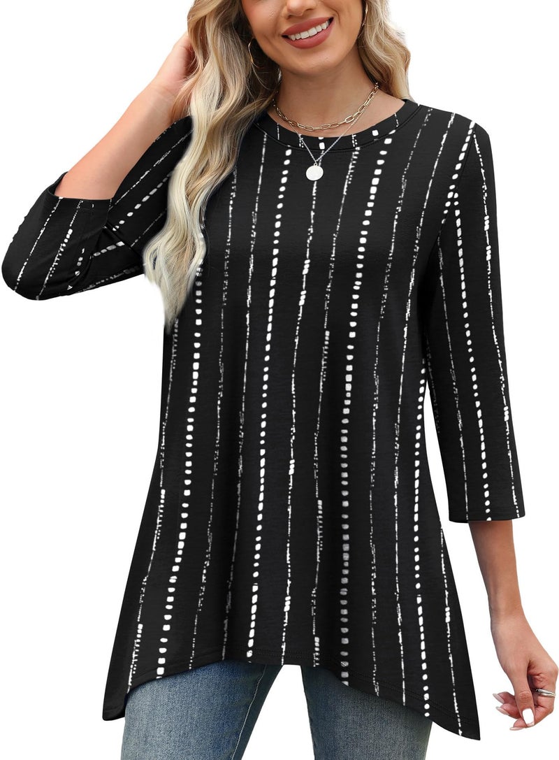 OFEEFAN Plus Size Clothes 3/4 Length Sleeve Womens Tops Business Casual Outfits Spring Outfits Tunic Tops for Women Loose Fit Dressy Xl - Image 2