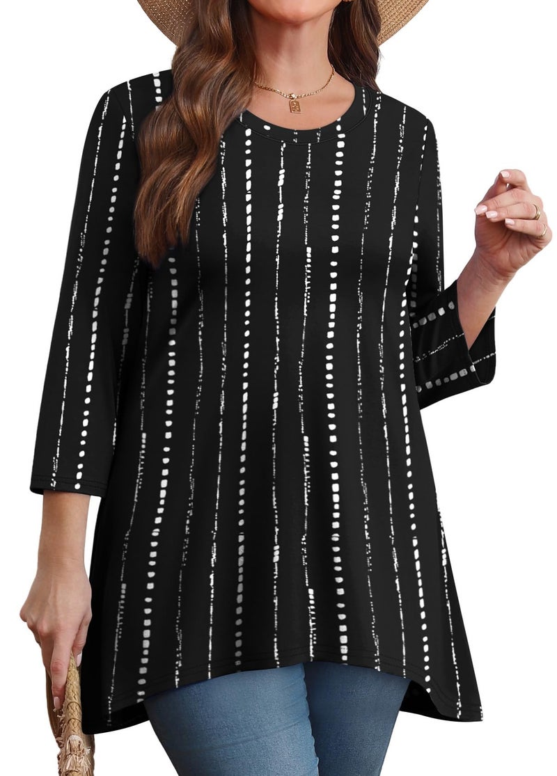 OFEEFAN Plus Size Clothes 3/4 Length Sleeve Womens Tops Business Casual Outfits Spring Outfits Tunic Tops for Women Loose Fit Dressy Xl - Image 3